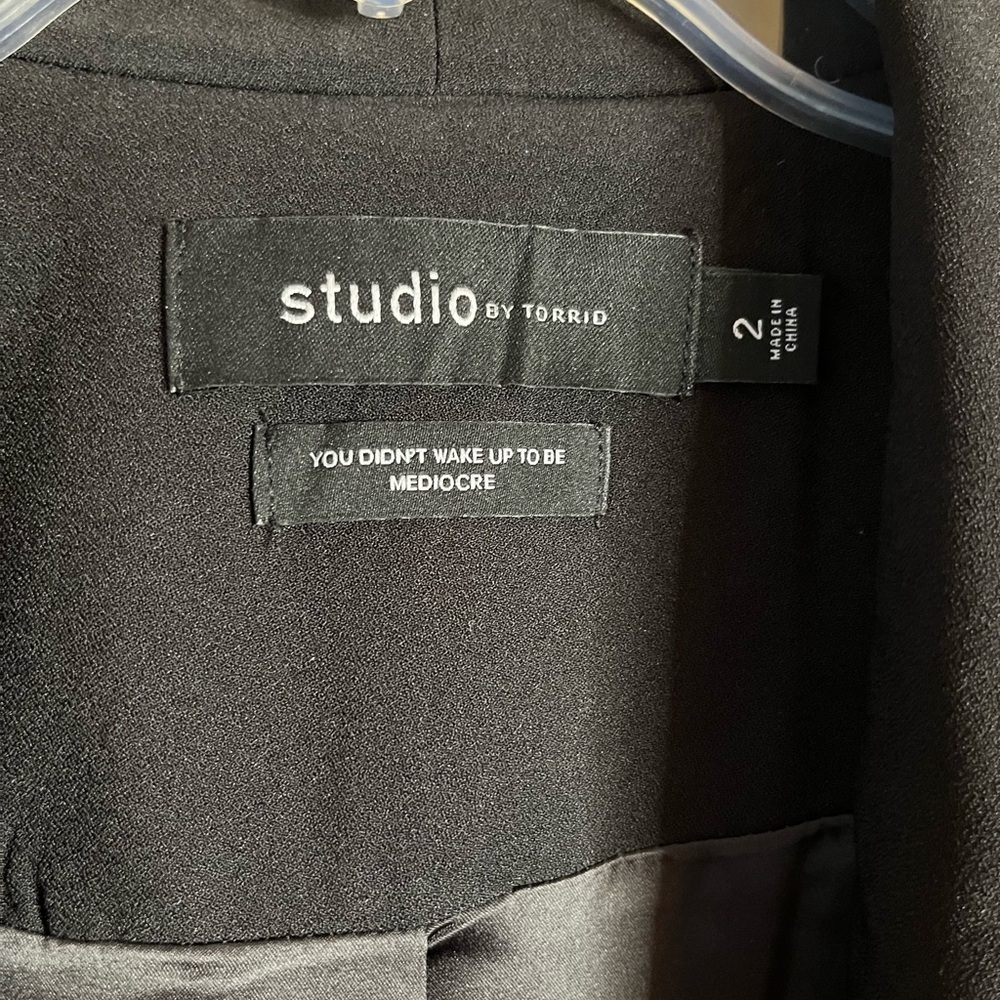 Studio by Torrid Open Front Black Lined Suit Jacket Shawl Collar NWOT Size 2X - Picture 2 of 5